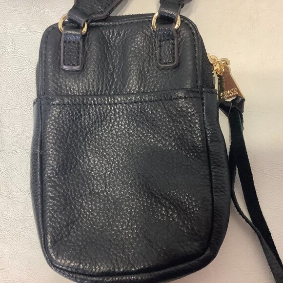 Aimee Kestenberg Just Saying Black Pebbled Leather Crossbody Bag Purse 7" x 5" - Picture 6 of 7